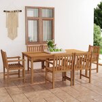 vidaXL Ensemble à manger de jardin 7 Pièces Bois de teck massif