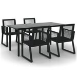 vidaXL Ensemble à manger de jardin 5 Pièces Noir Rotin PVC