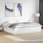 vidaXL Cadre de lit avec lumières LED blanc 180x200 cm bois ingénierie