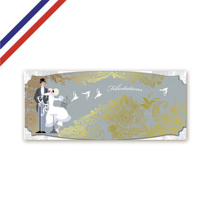 Carte panoramique mariage - couple et colombes