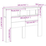 vidaXL Tête de lit à LED noir 140x18 5x103 5 cm bois d'ingénierie