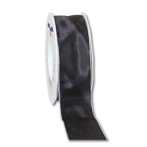 Ruban de soie avec bordure doré manhattan 25-m-rouleau 40 mm gris ardoise