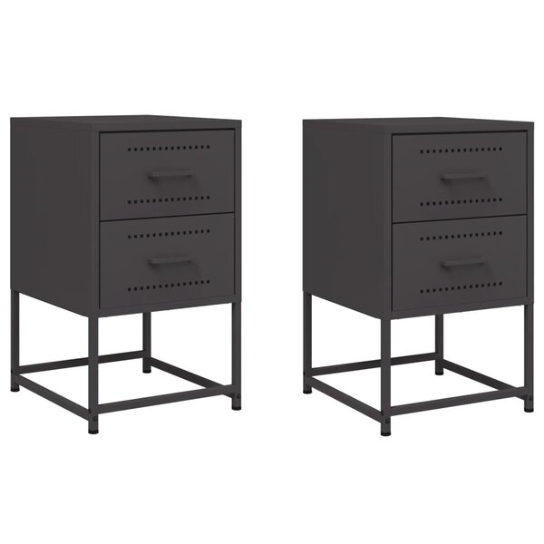 vidaXL Tables de chevet 2 Pièces noir 36x39x60 5 cm acier