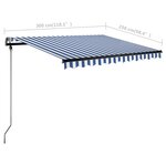 vidaXL Auvent automatique sur pied 300x250 cm Bleu/Blanc
