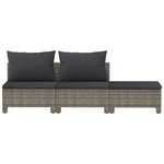 vidaXL Salon de jardin 3 Pièces avec coussins Gris Résine tressée