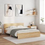 vidaXL Cadre de lit avec tête de lit chêne sonoma 140x190 cm