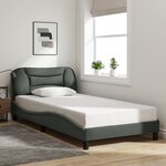 vidaXL Cadre de lit avec lumières LED gris foncé 100x200 cm tissu