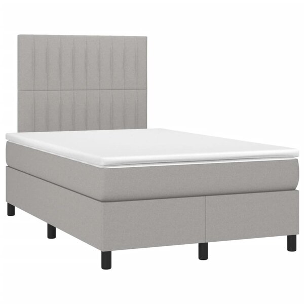 vidaXL Sommier à lattes de lit et matelas gris clair 120x190 cm tissu