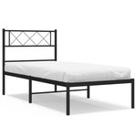 vidaXL Cadre de lit métal avec tête de lit noir 100x190 cm