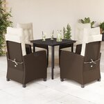 vidaXL Ensemble à manger de jardin 5 Pièces et coussins marron poly rotin