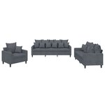 vidaXL Ensemble de canapés 3 Pièces avec coussins Gris foncé Velours