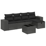 vidaXL Salon de jardin 6 Pièces avec coussins noir résine tressée
