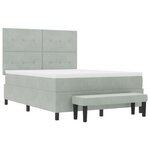 vidaXL Lit à Sommier à Ressorts avec Matelas & Banc Gris Clair 140x200 cm Velours