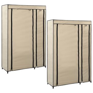 vidaXL Garde-robes pliables 2 Pièces Crème 110x45x175 cm Tissu