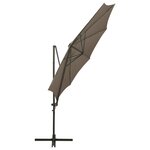 vidaXL Parasol déporté avec mât et lumières LED Taupe 300 cm