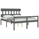 vidaXL Lit pour personne âgée sans matelas gris bois massif