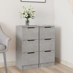 vidaXL Buffets 2 Pièces Gris béton 30x30x70 cm Bois d'ingénierie