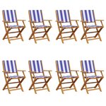vidaXL Chaises de jardin pliantes lot de 8 tissu et bois massif