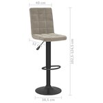 vidaXL Tabourets de bar lot de 2 gris clair velours