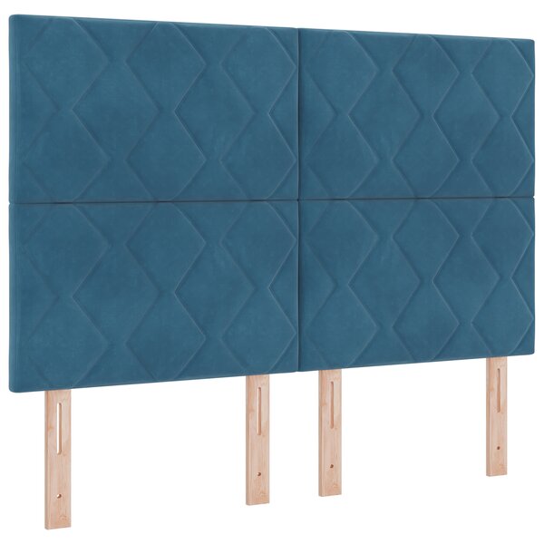 vidaXL Tête de lit Chic en motifs de blocs de diamant bleu marine 140 cm Velours
