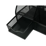 Organiseur bureau q-connect maille métallique 5 compartiments et 1 tiroir 220x140x130mm coloris noir