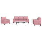 vidaXL Ensemble de canapés 3Pièces et coussins et traversins rose velours