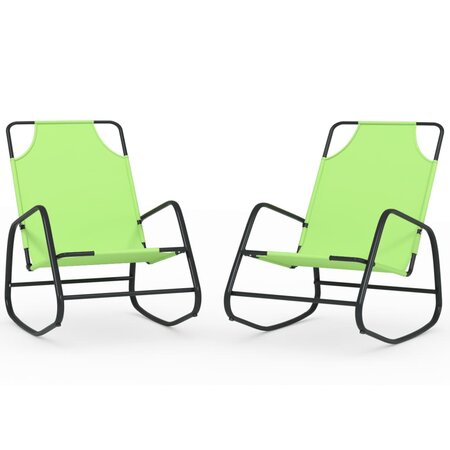 vidaXL Chaises longues à bascule lot de 2 Vert Acier et textilène