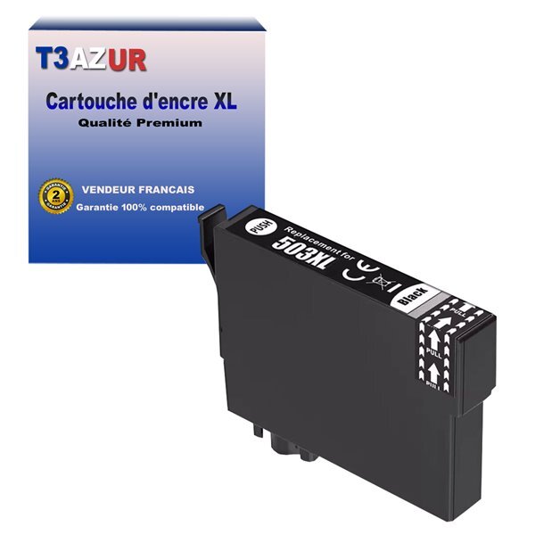 T3azur- cartouche compatible avec epson 503 xl pour epson expression home xp-5200  xp-5205  workforce wf-2960dwf wf-2965dwf noir