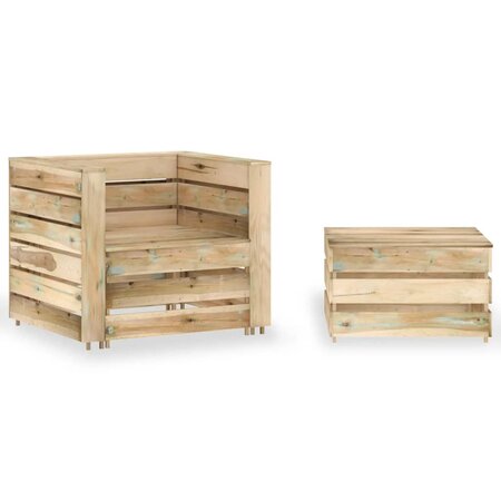 vidaXL Salon de jardin palette 2 Pièces Bois de pin imprégné