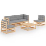 vidaXL Salon de jardin 6 Pièces avec coussins Bois de pin massif
