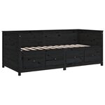 vidaXL Lit de jour Noir 90x190 cm Bois de pin massif