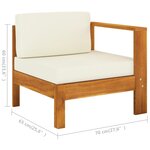 vidaXL Salon de jardin 6 Pièces avec coussins blanc crème Bois d'acacia
