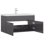 vidaXL Armoire d'évier avec lavabo intégré Gris brillant Aggloméré
