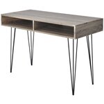 Bureau table meuble travail informatique avec 2 compartiments gris 0502061/2