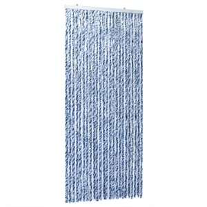 vidaXL Rideau anti-mouches bleu et blanc 100x200 cm chenille