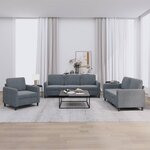 vidaXL Ensemble de canapés 3 Pièces gris foncé velours