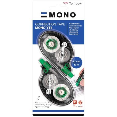 Lot de 2 correcteurs mono yt4 - 4 2 mm x 10 m blanc x 6 tombow