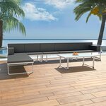 vidaXL Salon de jardin 5 Pièces Textilène Aluminium Noir