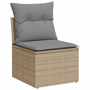 vidaXL Chaise de jardin sans accoudoirs avec coussins beige poly rotin