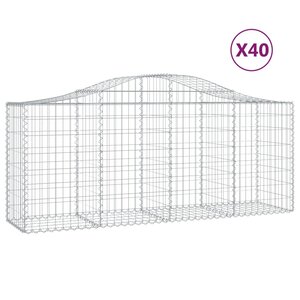 vidaXL Paniers à gabions arqués 40 Pièces 200x50x80/100 cm Fer galvanisé