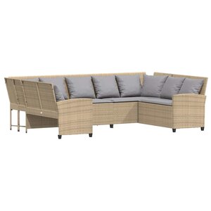 vidaXL Canapé de jardin avec coussins beige résine tressée