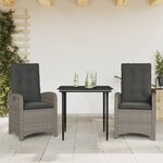 vidaXL Ensemble à manger de jardin 3 Pièces coussins gris résine tressée
