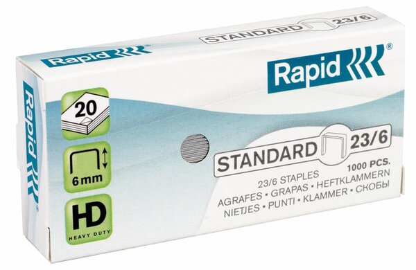 Boite de 1000 agrafes galvanisées Standard 23/6 RAPID