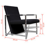 vidaXL Fauteuil avec pieds chromés Noir Similicuir