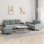 vidaXL Ensemble de canapés 3 Pièces avec coussins Gris clair Tissu