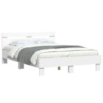 vidaXL Cadre de lit avec tête de lit et LED blanc 120x190 cm