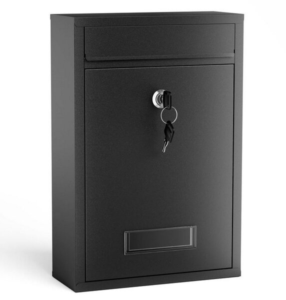 Boîte aux lettres murale verrouillable noire pour courrier 215 x 90 x 320 mm