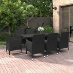 vidaXL Ensemble à dîner de jardin coussins 9 Pièces Résine tressée Verre