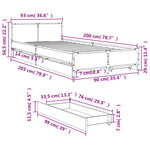 vidaXL Cadre de lit avec tiroirs sans matelas noir 90x200 cm