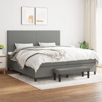 vidaXL Sommier à lattes de lit avec matelas Gris foncé 200x200cm Tissu
